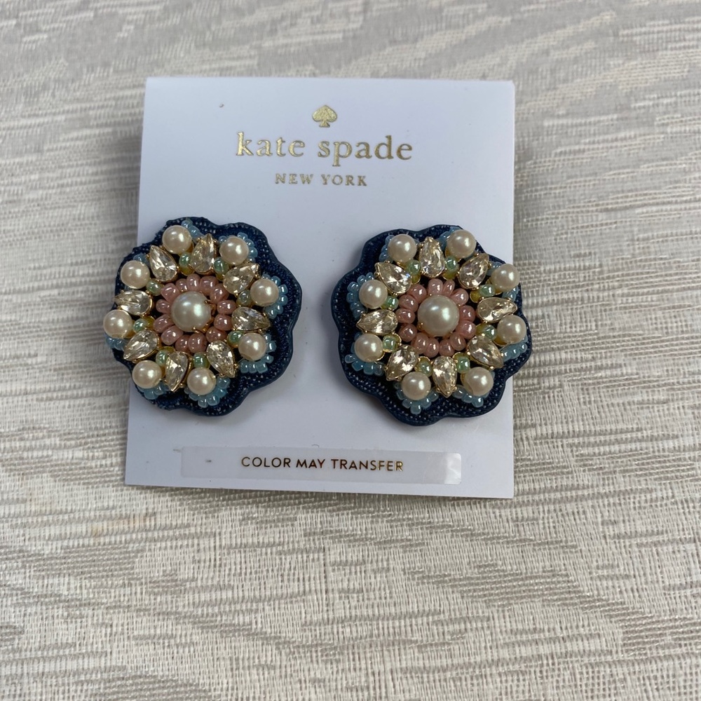 NWT Kate Spade Blue and Pearl Earrings
